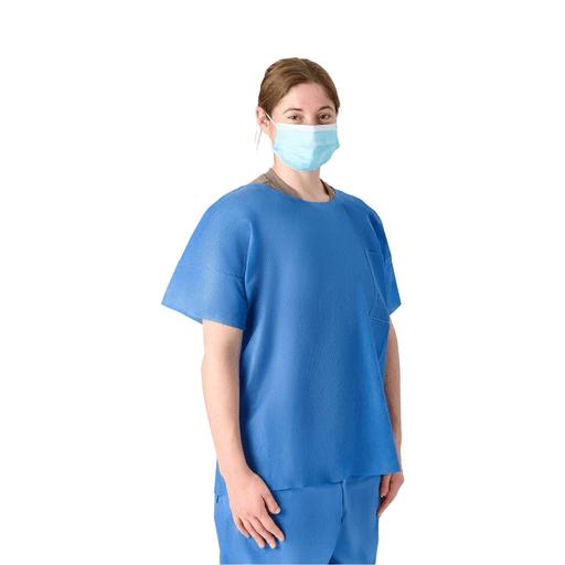 SHIRT SCRUB DISP ROUND-NECK BLUE 2XL | Quantity - 1x 30 Each / Case