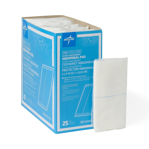 PAD ABDOMINAL 5 X9  ST LF 25/BX | Quantity - 1x 25 Each / Box