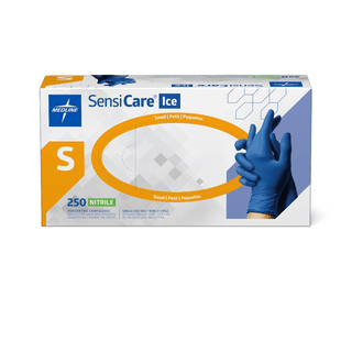 GLOVE EXAM NITRILE SENSICARE-ICE BLUE SM