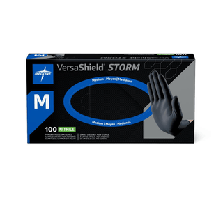 GLOVE EXAM NITRILE VSTORM BLACK PF LF M
