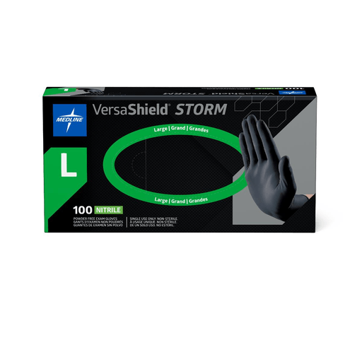 GLOVE EXAM NITRILE VSTORM BLACK PF LF L