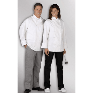 COAT CHEF UNISEX L/S PLAST BTTN WHI