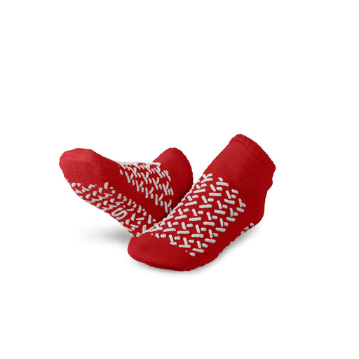 SLIPPER DBL TREAD SMALL RED 1/PR
