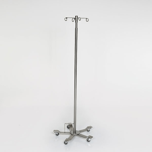 Midcentral Medical MCM-290 Stainless Steel Foot Controlled IV Pole 4 Hook Top | Quantity - 1x EA