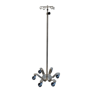 Midcentral Medical MCM-295 Stainless Steel IV Pole 6 leg spider base 3" casters | Quantity - 1x EA