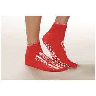 ALBA CARE-STEPS HIGH-RISK SLIPPERS - Footwear Slip-Resistant, Adult, Double Sided Print, Medium, Red, 4 dz/cs | Quantity - 1x CS