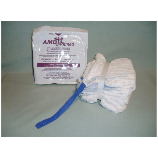 AMD MEDICOM LAPAROTOMY SPONGESLaparotomy Sponge, 18" x 18", 4-Ply, Prewashed, 5/pk, 40 pk/cs | Quantity - 1x CS