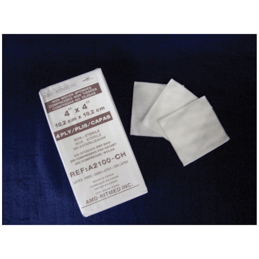 AMD MEDICOM NON-WOVEN DRESSING SPONGES - General Usage, 4" x 4", 4 Ply, Non-Sterile, 200/pk, 10 pk/cs | Quantity - 1x CS