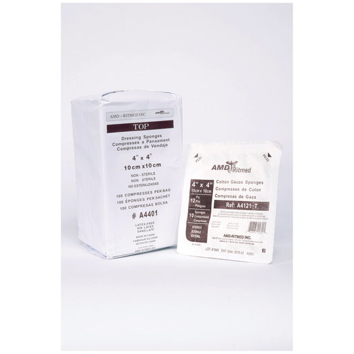 AMD MEDICOM PREMIUM GAUZE SPONGES - Gauze Sponge, 4" x 4", 12-Ply, Sterile 2s, 50/pk, 24pk/cs | Quantity - 1x CS
