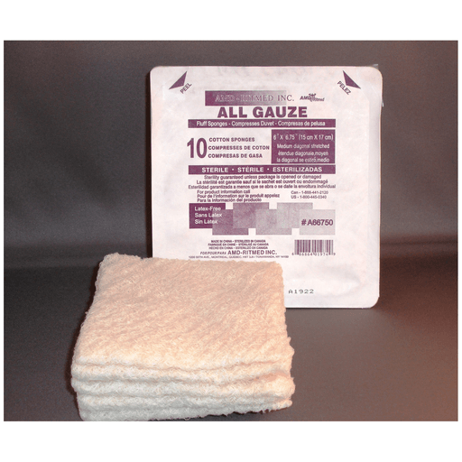 AMD MEDICOM FLUFF SPONGESFluff Sponge, 6" x 6", Sterile, 10/hard tray, 48 tray/cs | Quantity - 1x CS