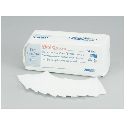 AMD MEDICOM VITAL-GAUZE MULTI-PURPOSE GAUZE SPONGESGauze Sponge, 4" x 4", 4-Ply, Non-Sterile, 200/pk, 10 pk/cs (40 cs/plt) | Quantity - 1x CS
