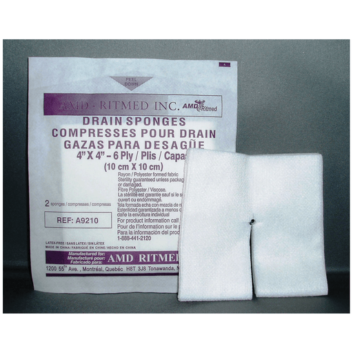 AMD MEDICOM TRACH & IV NON-WOVEN DRESSING SPONGESNo-Split Sponge, 4" x 4", 6-Ply, Sterile 2s, 50/pk, 12 pk/cs | Quantity - 1x CS