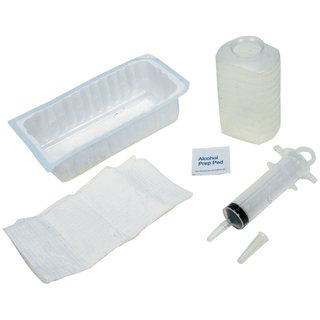 AMSINO AMSURE STERILE IRRIGATION TRAY - Bulb Irrigation Tray Includes: 1000cc Outer Tray, 500cc Graduated Container, 60cc Bulb Irrigation Syringe, Alcohol Prep Pad, Large Moisture-Proof Underpad, 20/cs (50 cs/plt) | Quantity - 1x CS