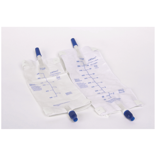 AMSINO AMSURE URINARY LEG BAGS - Leg Bag, 600mL Medium, Bottom Draining, Anti-Reflux, Push-Pull Valve with 2 Pre-Assembled Latex Free (LF) Straps, Sterile Fluid Pathway, 48/cs (120 cs/plt) | Quantity - 1x CS