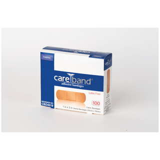ASO CAREBAND PLASTIC ADHESIVE STRIP BANDAGES - Plastic Adhesive Strips, 1" x 3", Latex Free (LF), 100/bx, 12 bx/cs | Quantity - 1x CS
