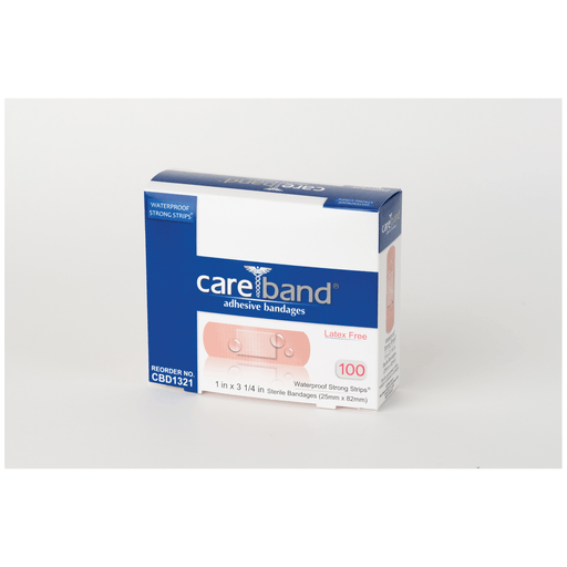 ASO CAREBAND WATERPROOF BANDAGES - Reinforced Waterproof Bandage, Tan, 1" x 3", Latex Free (LF), 100/bx, 12 bx/cs | Quantity - 1x CS