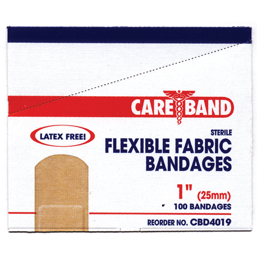 ASO CAREBAND FABRIC ADHESIVE STRIP BANDAGES - Fabric Strip Bandage, 1" x 3", Latex Free (LF), 100/bx, 12 bx/cs | Quantity - 1x CS
