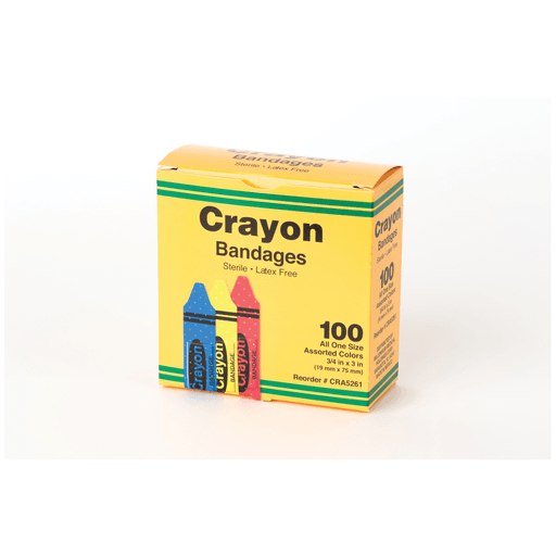 ASO CAREBAND DECORATED BANDAGES - Crayola Bandages, " x 3" Strips, Latex Free (LF), Assorted (red, yellow & blue), 100/bx, 12 bx/cs | Quantity - 1x CS