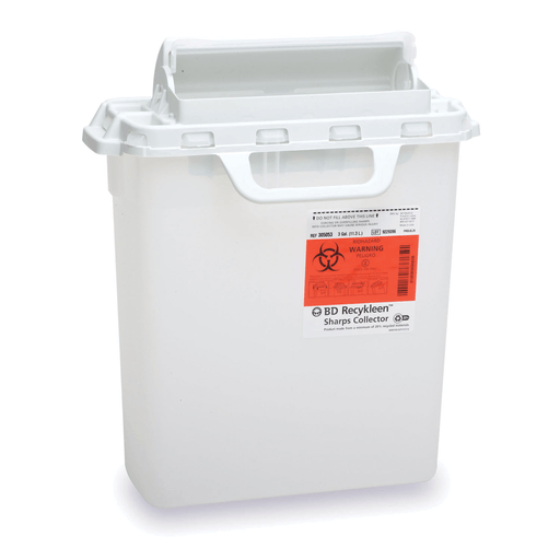 BD RECYKLEEN SHARPS COLLECTORS - Sharps Collector, 3 Gallon, 15" x 13" x 6", Counterbalanced Door, Made with 20% Recycled Plastic, Red, 10/cs (12 cs/plt)(Drop Ship Requires Pre-Approval) | Quantity - 1x CS