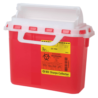 BD PATIENT ROOM SHARPS COLLECTORS - Sharps Collector, 5.4 Qt, Next Generation, Counter Balanced Door, Red, 12/cs (16 cs/plt)(Drop Ship Requires Pre-Approval) | Quantity - 1x CS