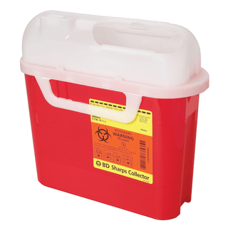 BD PATIENT ROOM SHARPS COLLECTORS - Sharps Collector, 5.4 Qt, Next Generation, Counter Balanced Door, Red, 12/cs (16 cs/plt)(Drop Ship Requires Pre-Approval) | Quantity - 1x CS