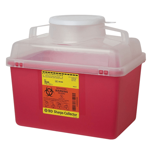 BD MULTI-USE NESTABLE SHARPS COLLECTORS - Sharps Collector, 14 Qt, Clear Top, Large Open Cap, Red, 20/cs (Continental US Only) (Drop Ship Requires Pre-Approval) | Quantity - 1x CS