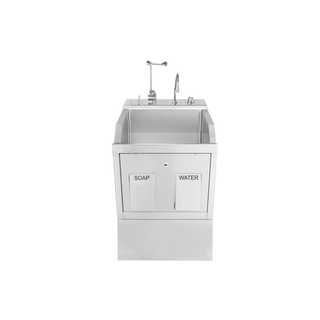 BLICKMAN SCRUB SINKSLodi Scrub Sink, (1) Place, Pedestal Mounted, Knee Action Control, Soap Dispenser, Infrared Water Control, Eyewash, Digital Timer | Quantity - 1x EA