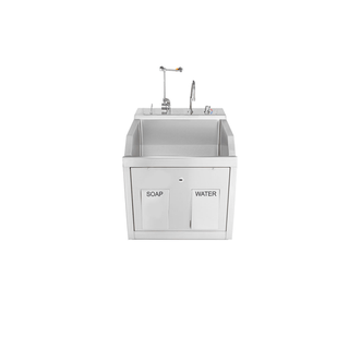 BLICKMAN SCRUB SINKSLodi Scrub Sink, (1) Place Wall Mounted, Knee Action Control, Soap Dispenser, Infrared Water Control, Eyewash, Digital Timer | Quantity - 1x EA