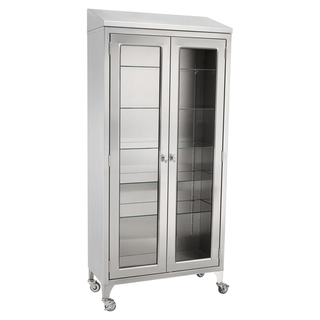 BLICKMAN STAINLESS STEEL CABINETS - Paul Cabinet 35 5/8"W x 79 1/4"H x 16"D, (5) Glass Shelves, (2) 3" Casters, Brake (DROP SHIP ONLY) | Quantity - 1x EA