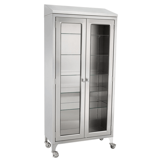 BLICKMAN STAINLESS STEEL CABINETS - Paul Cabinet 35 5/8"W x 79 1/4"H x 16"D, (5) Glass Shelves, (2) 3" Casters, Brake (DROP SHIP ONLY) | Quantity - 1x EA