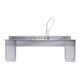BLICKMAN DECONTAMINATION STATIONS - Decontamination Station 116"W x 26 1/2""D, (8") Backsplash, (3) 25"W x 18"H X 10"D Bowls, (1) Waste Lever Drain w/ Overflow, Marine Edge, Bowls Etched w/Gallon & Liter Measures (DROP SHIP ONLY) | Quantity - 1x EA
