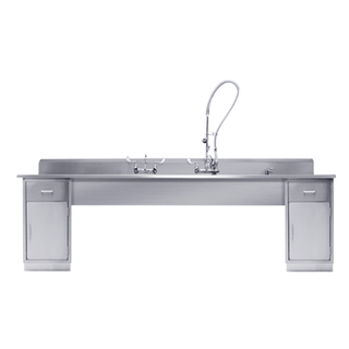 BLICKMAN DECONTAMINATION STATIONS - Decontamination Station 116"W x 26 1/2""D, (8") Backsplash, (3) 25"W x 18"H X 10"D Bowls, (1) Waste Lever Drain w/ Overflow, Marine Edge, Bowls Etched w/Gallon & Liter Measures (DROP SHIP ONLY) | Quantity - 1x EA