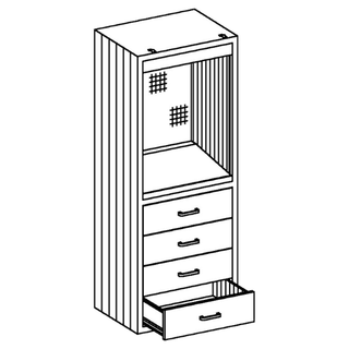 BLICKMAN EQUIPMENT & SUPPLIES CABINETS - Equipment and Supplies Cabinet 24 1/8"W x 60"H x 18"D Console Cabinet, Sloped Writing Surface, White Porcelain, (4) Drawers (DROP SHIP ONLY) | Quantity - 1x EA