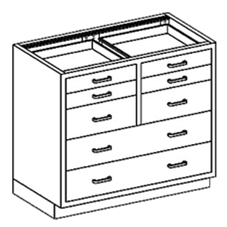 BLICKMAN CASE CABINETS - Base Cabinet 24 1/8"W x 32 3/4"H x 22"D, (2) 1/4-1/2 47" Drawers, Over (1) 1/2-1/2 47" (DROP SHIP ONLY) | Quantity - 1x EA