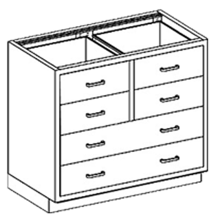 BLICKMAN CASE CABINETS - Base Cabinet 24 1/8"W x 32 3/4"H x 22"D, (2) 1/4-1/2 47" Drawers, Over (1) 1/2-1/2 47" (DROP SHIP ONLY) | Quantity - 1x EA