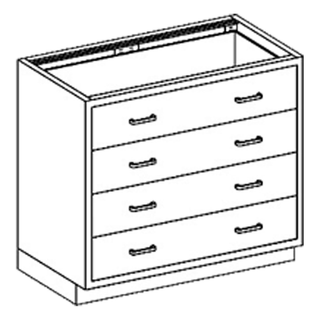 BLICKMAN CASE CABINETS - Base Cabinet 24 1/8"W x 32 3/4"H x 22"D, (2) 1/4-1/2 47" Drawers, Over (1) 1/2-1/2 47" (DROP SHIP ONLY) | Quantity - 1x EA