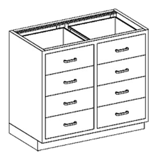 BLICKMAN CASE CABINETS - Base Cabinet 24 1/8"W x 32 3/4"H x 22"D, (2) 1/4-1/2 47" Drawers, Over (1) 1/2-1/2 47" (DROP SHIP ONLY) | Quantity - 1x EA