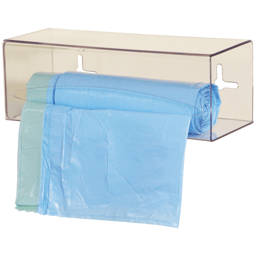 MARKETLAB BOWMAN BAG DISPENSERS - Bag Dispenser, Single, Holds One Roll of Bags up to 9" Long, Two-Way Keyholes For Vertical Or Horizontal Wall Mounting, Clear PETG Plastic, 10 1/8"W x 3 5/8"H x 3 15/16"D (Made in USA) | Quantity - 1x EA