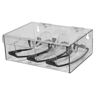 MARKETLAB BOWMAN SAFETY GLASS DISPENSER - Eyewear Cabinet, Locking, Holds up to 10 pr of Safety Glasses on Nose Holders, Keyholes For Wall Mounting, White ABS Plastic & Clear PETG Plastic, 13"W x 20"H x 4 1/8"D (Made in USA) | Quantity - 1x EA