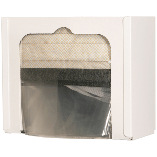 MARKETLAB BOWMAN FACE MASK DISPENSERSFace Mask Dispenser, Shield Style, Holds One Box of Shield Style Face Masks, Keyholes For Wall Mounting, White Powder Coated Steel, 9 1/16"W x 7"H x 4 1/16"D (Made in USA) | Quantity - 1x EA