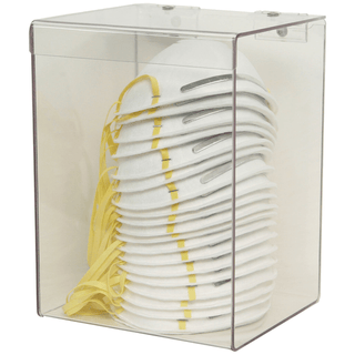 MARKETLAB BOWMAN FACE MASK DISPENSERS - Face Mask Dispenser, Cone Style, Holds Cone Style Face Masks in Bulk Quantity, Hinged Lid, Keyholes For Wall Mounting, Clear PETG Plastic, 6 11/16"W x 9"H x 6 1/16"D (Made in USA) | Quantity - 1x EA