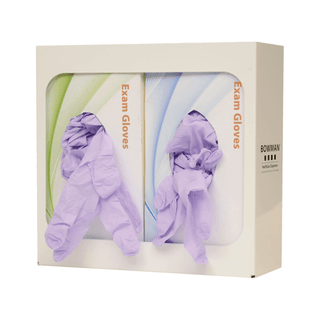 MARKETLAB BOWMAN DOUBLE GLOVE DISPENSERS - Glove Box Dispenser, Double, Holds Two Boxes of Gloves, Two-Way Keyholes For Vertical or Horizontal Wall Mounting, White Powder Coated Steel, 10 9/16"W x 10"H x 3 13/16"D (Made in USA) | Quantity - 1x EA