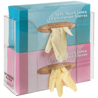 MARKETLAB BOWMAN GLOVE BOX DISPENSERS - Glove Box Dispenser, Double, Holds Two Boxes of Gloves Horizontally, Keyhole For Vertical Wall Mounting, Clear PETG Plastic, 11 3/16"W x 9 5/8"H x 3 11/16"D (Made in USA) | Quantity - 1x EA