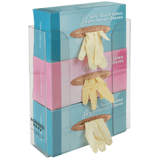MARKETLAB BOWMAN GLOVE BOX DISPENSERS - Glove Box Dispenser, Triple, Holds Three Boxes of Gloves Horizontally, Keyhole For Vertical Wall Mounting, Clear PETG Plastic, 11 3/16"W x 14 3/8"H x 3 11/16"D (Made in USA) | Quantity - 1x EA