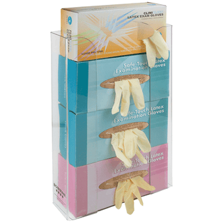 MARKETLAB BOWMAN GLOVE BOX DISPENSERS - Glove Box Dispenser, Quad, Holds Four Boxes of Glove Horizontally, Keyholes For Vertical Wall Mounting, Clear PETG Plastic, 11 3/16"W x 19 1/8"H x 3 11/16"D (Made in USA) | Quantity - 1x EA