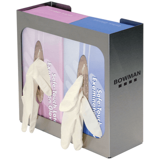 MARKETLAB BOWMAN DOUBLE GLOVE DISPENSERS - Glove Box Dispenser, Double with Dividers, Holds Two Boxes of Gloves, Two-Way Keyholes For Vertical or Horizontal Wall Mounting, Stainless Steel, 10 9/16"W x 10"H x 3 13/16"D (Made in USA) | Quantity - 1x EA