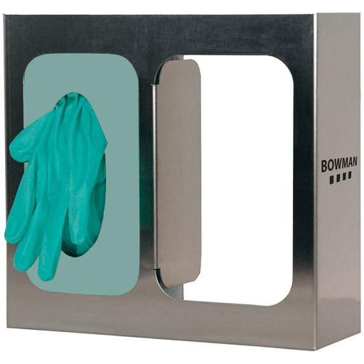 MARKETLAB BOWMAN DOUBLE GLOVE DISPENSERS - Glove Box Dispenser, Double with Dividers, Holds Two Boxes of Gloves, Two-Way Keyholes For Vertical or Horizontal Wall Mounting, Stainless Steel, 10 9/16"W x 10"H x 3 13/16"D (Made in USA) | Quantity - 1x EA