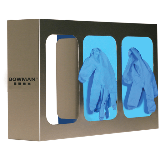 MARKETLAB BOWMAN TRIPLE GLOVE DISPENSERS - Glove Box Dispenser, Triple with Dividers, Holds Three Boxes of Gloves, Two-Way Keyholes For Vertical or Horizontal Wall Mounting, Stainless Steel, 15 7/8"W x 10"H x 3 13/16"D (Made in USA) | Quantity - 1x EA