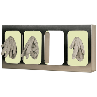 MARKETLAB BOWMAN GLOVE BOX DISPENSERS - Glove Box Dispenser, Quad with Dividers, Holds Four Boxes of Gloves, Two-Way Keyholes For Vertical or Horizontal Wall Mounting, Stainless Steel, 21 3/16"W x 10"H x 3 13/16"D (Made in USA) | Quantity - 1x EA