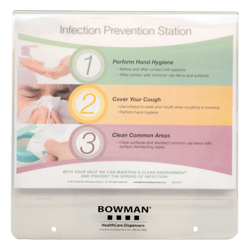 MARKETLAB BOWMAN ACCESSORIES - Sign Holder, Horizontal, Holds 11"W x 8"H Signs, Hardware Included for Mounting to Respiratory Hygiene Stations, Clear PETG Plastic (Made in USA) | Quantity - 1x EA